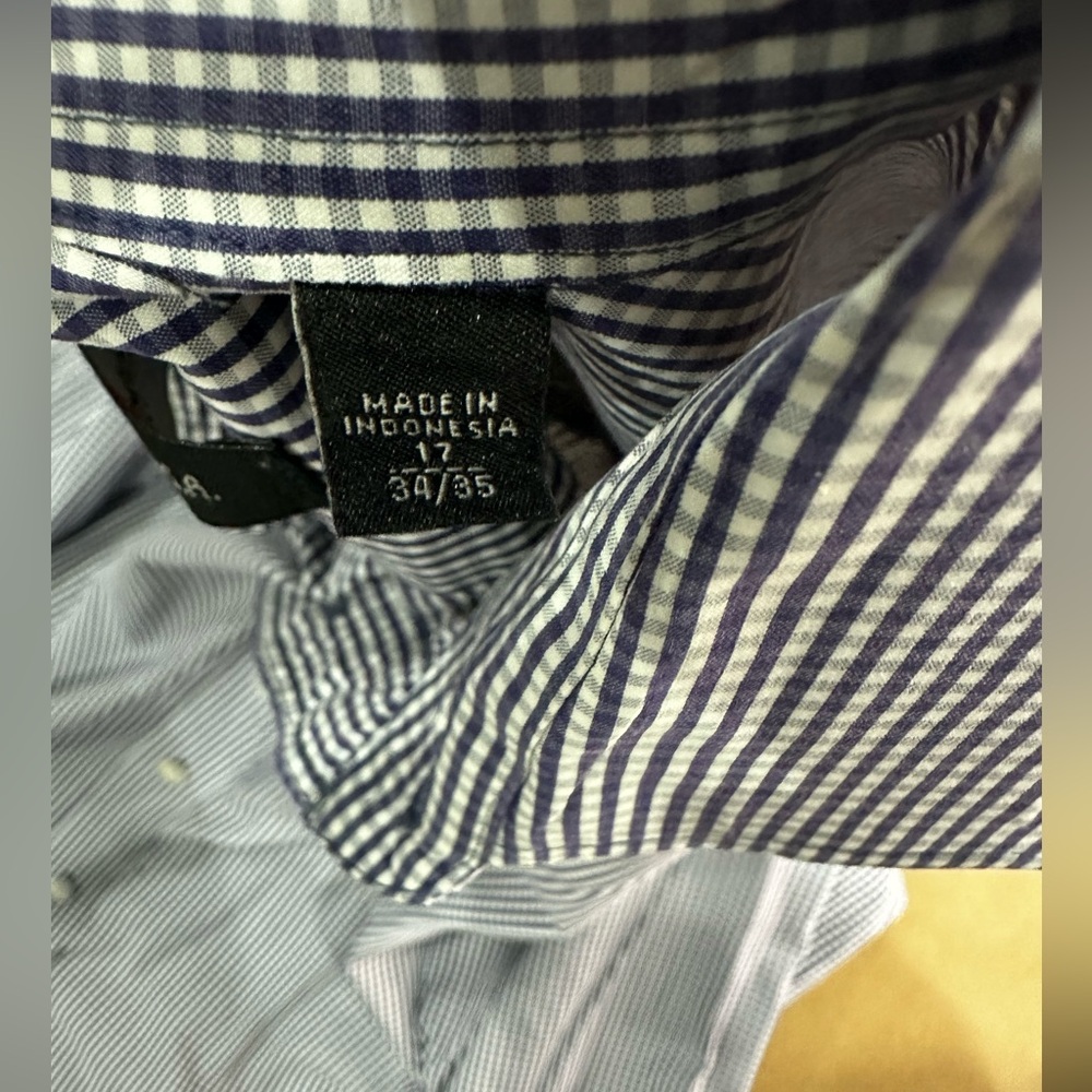 🔹 John Varvatos Regular Fit Button-Up Shirt – Blue Checkered – Size 17 34/35 🔹 - Picture 4 of 9